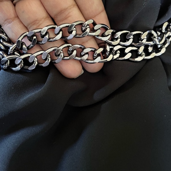 Express black one shoulder dress; size 8 with chain belt. - Picture 5 of 5